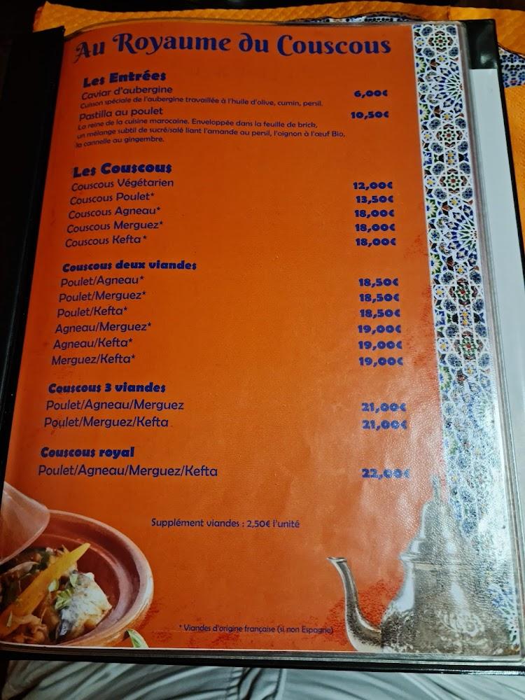 Au Royaume du Couscous - Menu Image 1